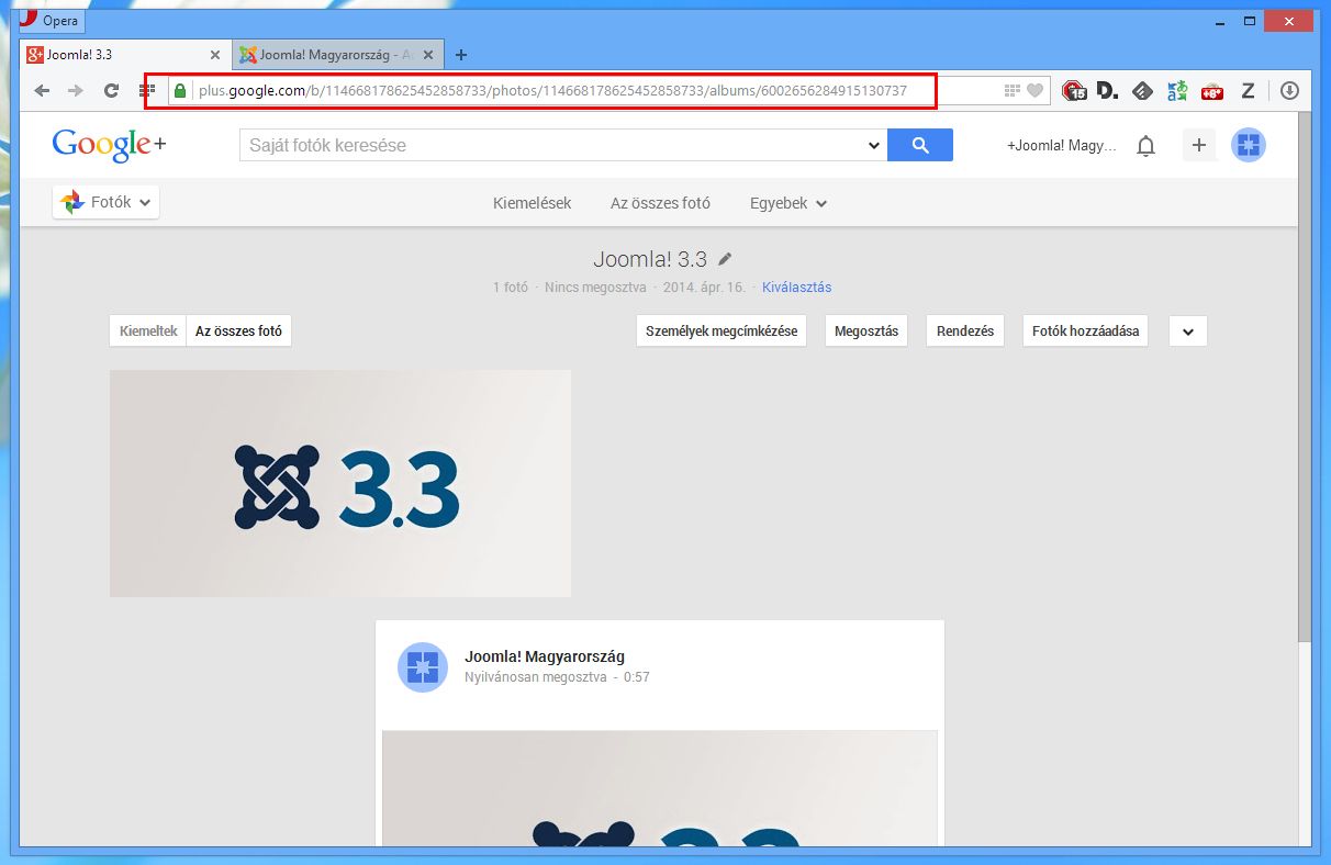 Hogyan osszuk meg a Google Plus-on tárolt képeinket a Phoca Gallery segítségével? - 12 - Joomla! Magyarország